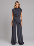 Amelie | Women's Draped Sleeveless Top and Wide-Leg Pants Set
