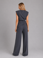 Amelie | Women's Draped Sleeveless Top and Wide-Leg Pants Set