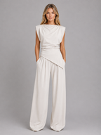 Amelie | Women's Draped Sleeveless Top and Wide-Leg Pants Set