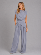 Amelie | Women's Draped Sleeveless Top and Wide-Leg Pants Set