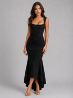 Juliana floral corset maxi dress - Black