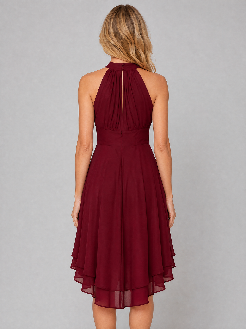 Margaux halter dress - Burgundy back view