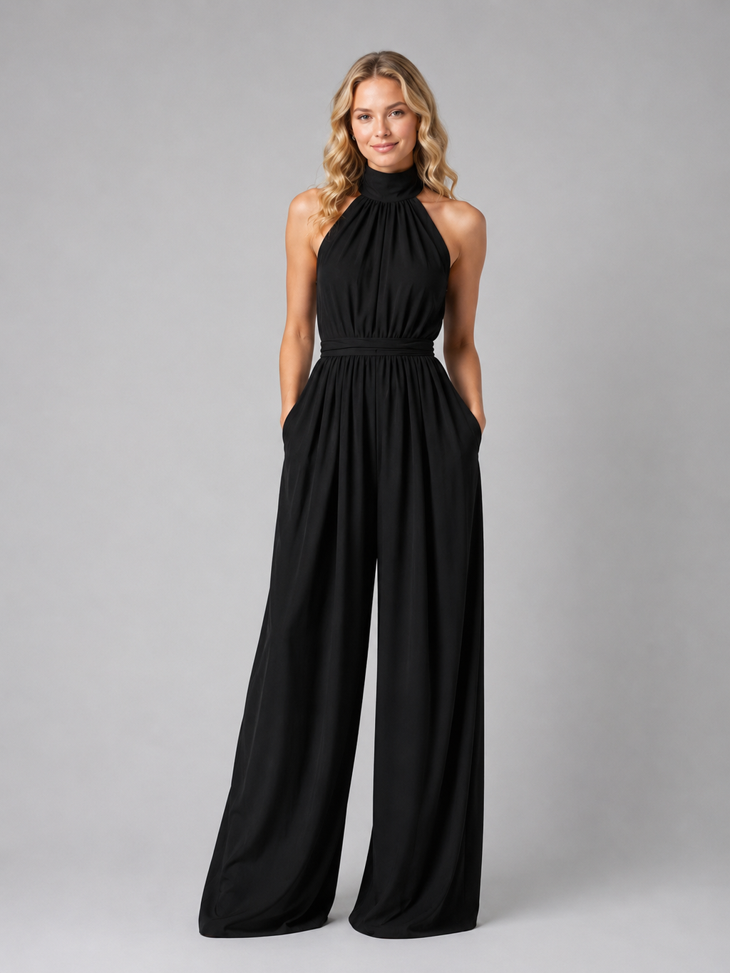 Nadine | Women's Halter-Neck Wide-Leg Occasion Jumpsuit