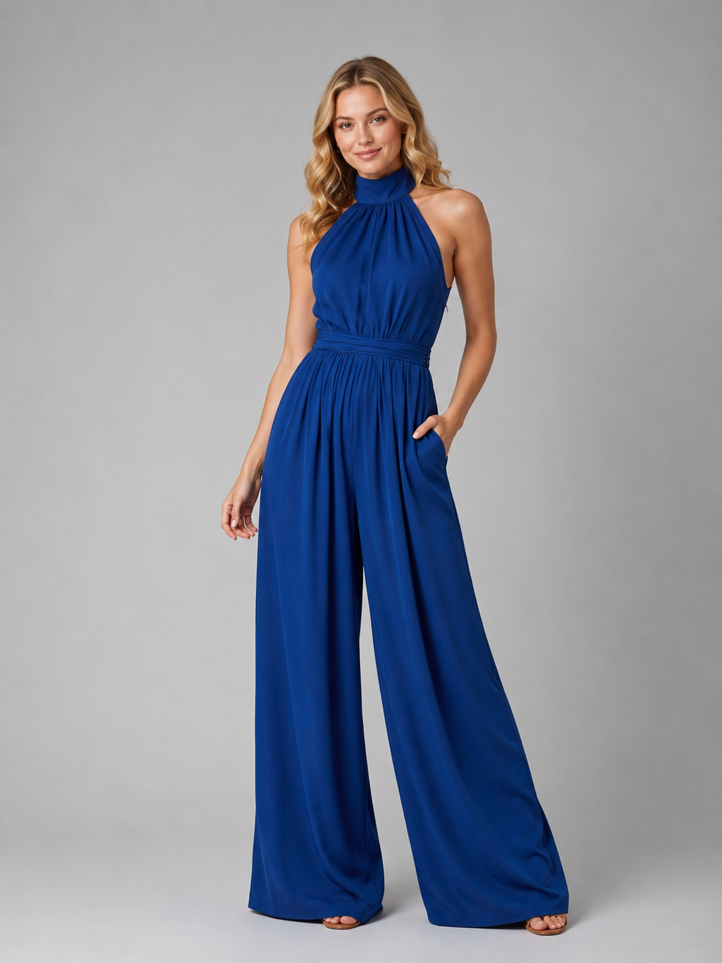 Nadine | Women's Halter-Neck Wide-Leg Occasion Jumpsuit