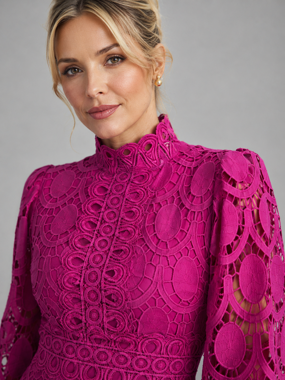 Seraphine lace midi dress - Pink close-up