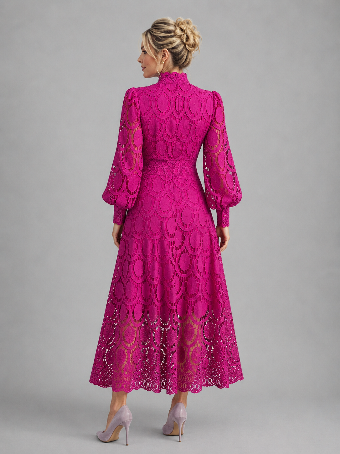 Seraphine lace midi dress - Pink side view