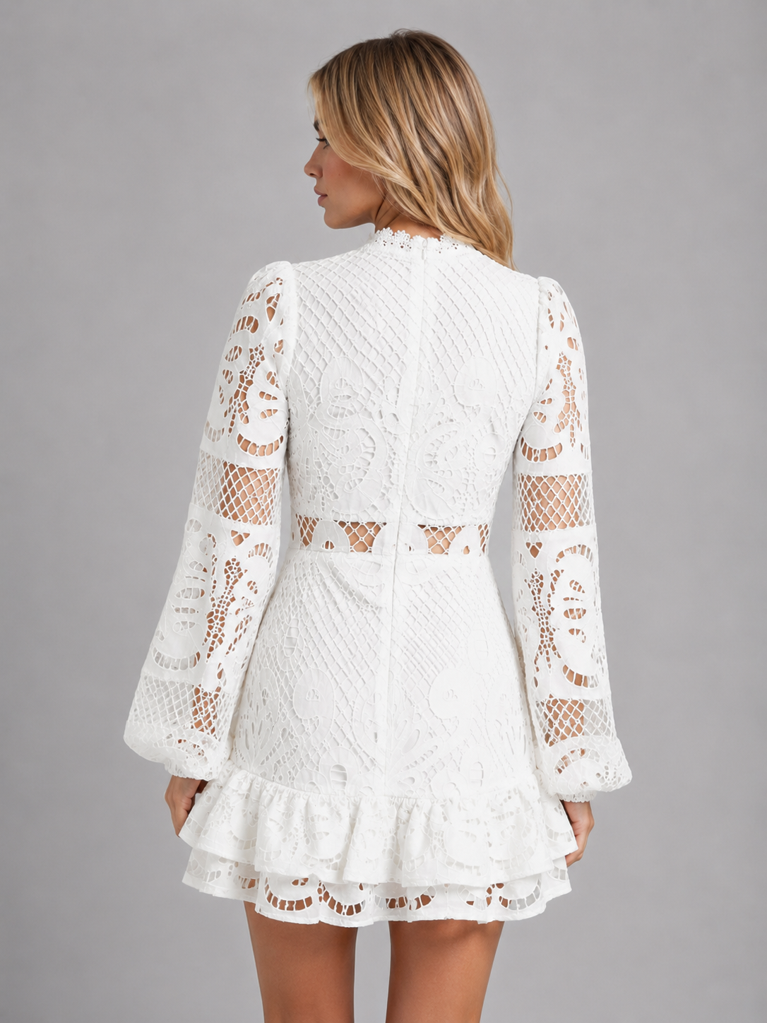 Ramona lace mini dress - White back view