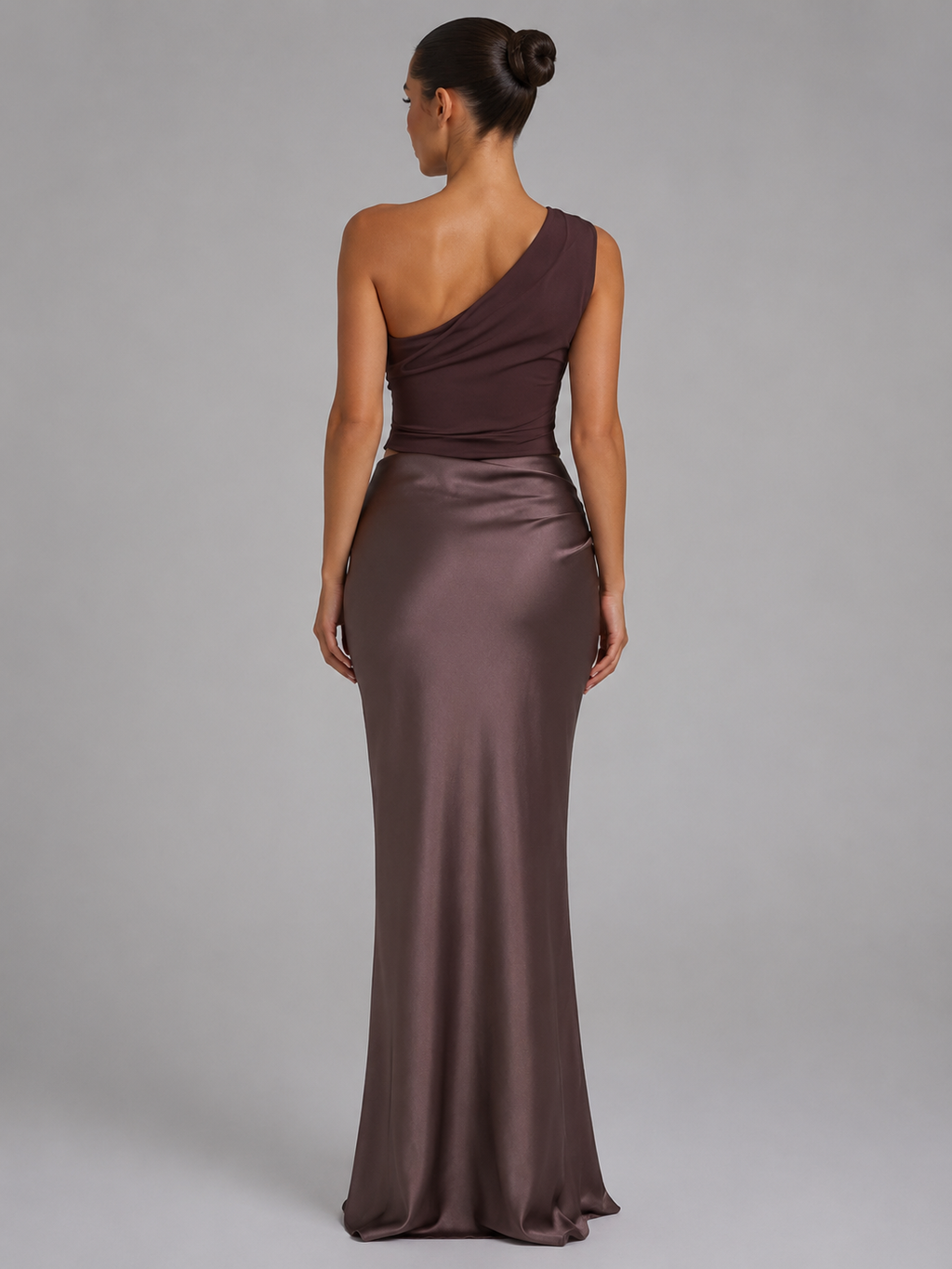 Emmeline | Women's Asymmetric One-Shoulder Satin-Look Maxi Dress
