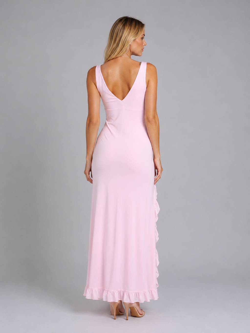 Helena | Women's V-Neck Cascading-Ruffle Maxi Dress