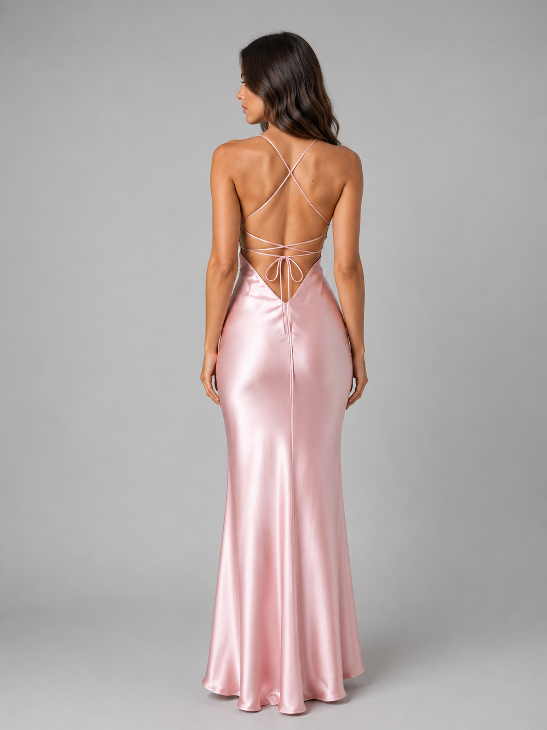 Gabriella satin maxi dress - lace-up open back