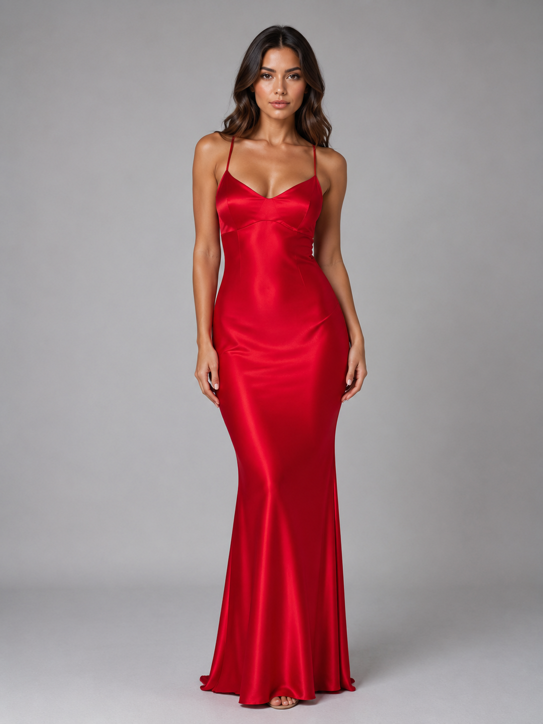 Gabriella satin maxi dress - Red
