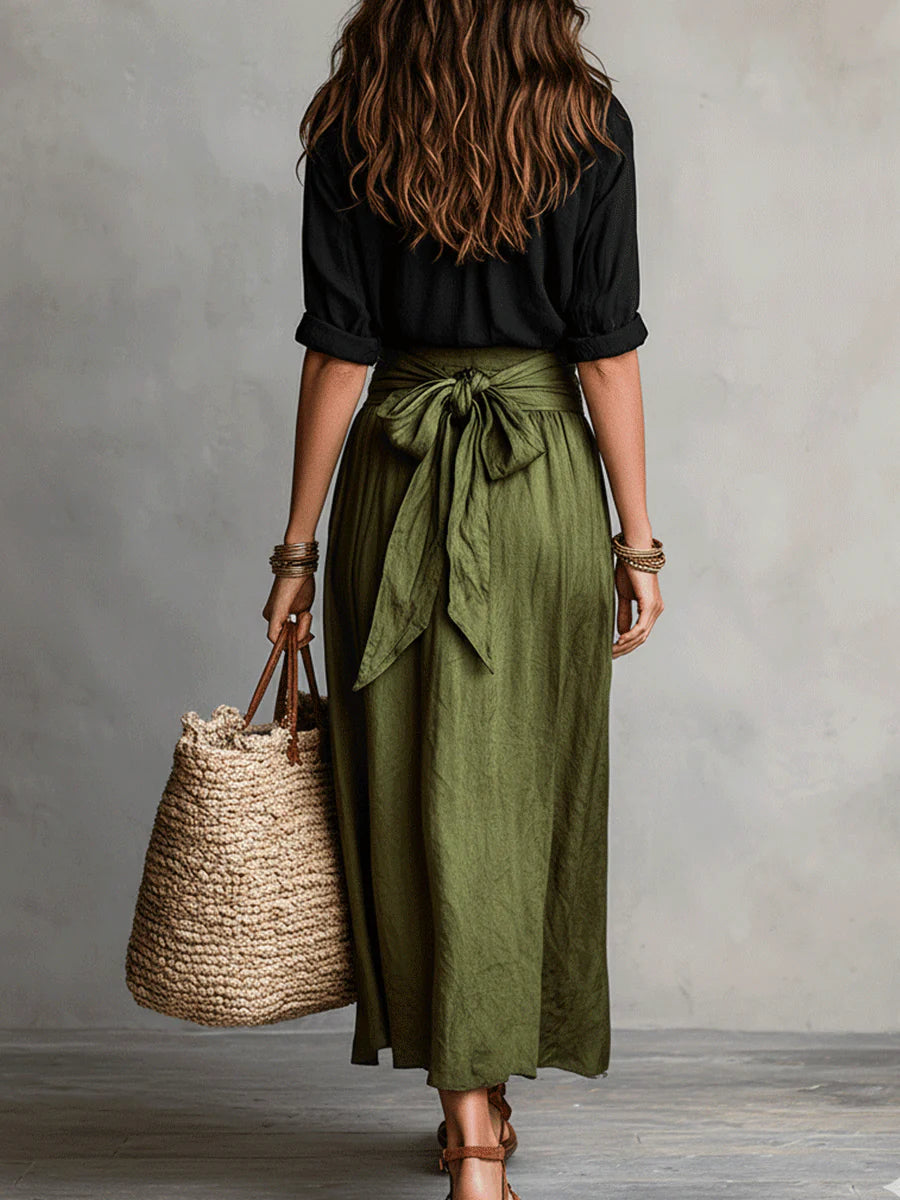 Beatrice | Women's Relaxed Shirt and Midi Skirt Set product view