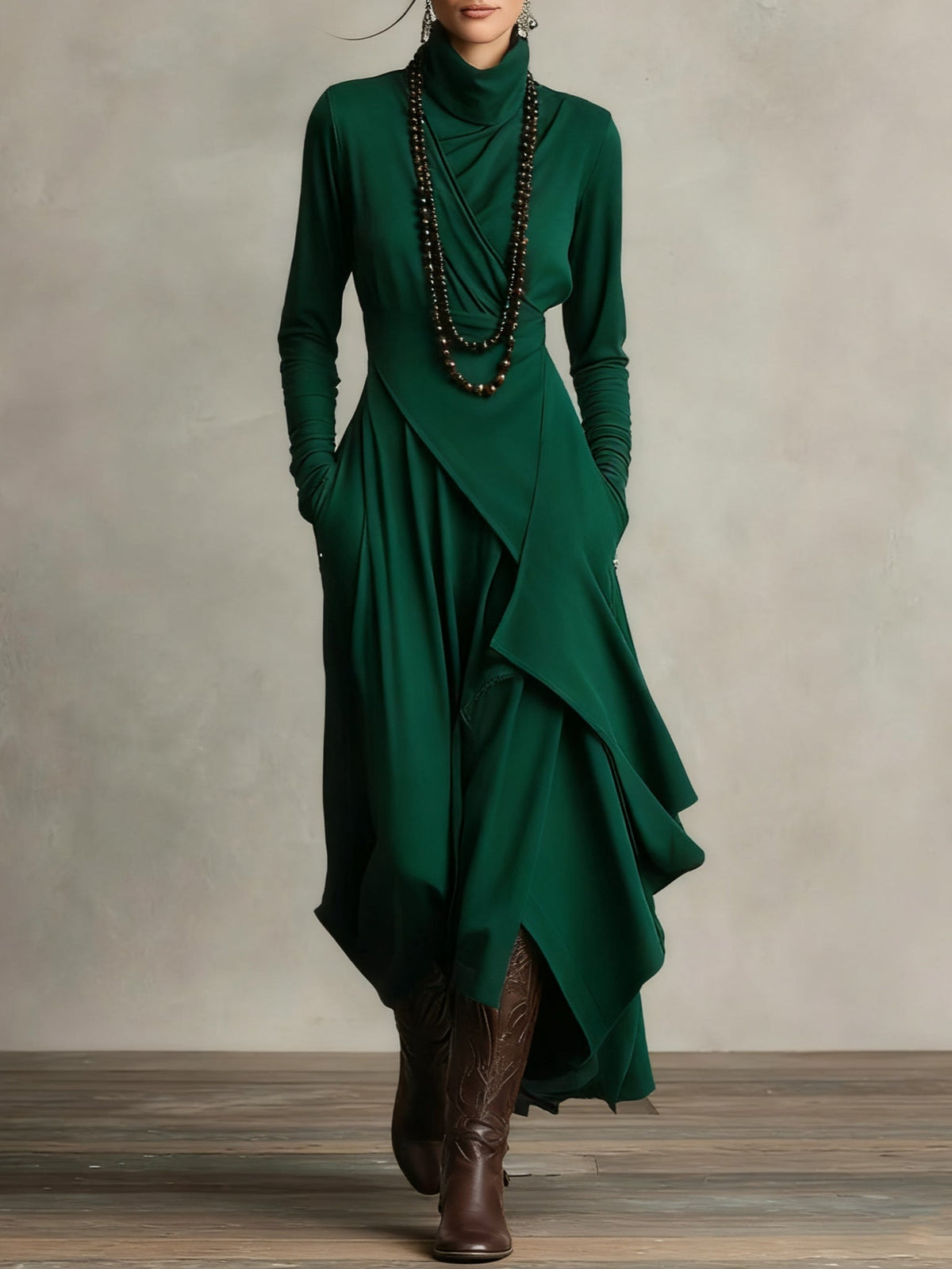 Felicity | Women's High-Neck Layered Maxi Dress product view