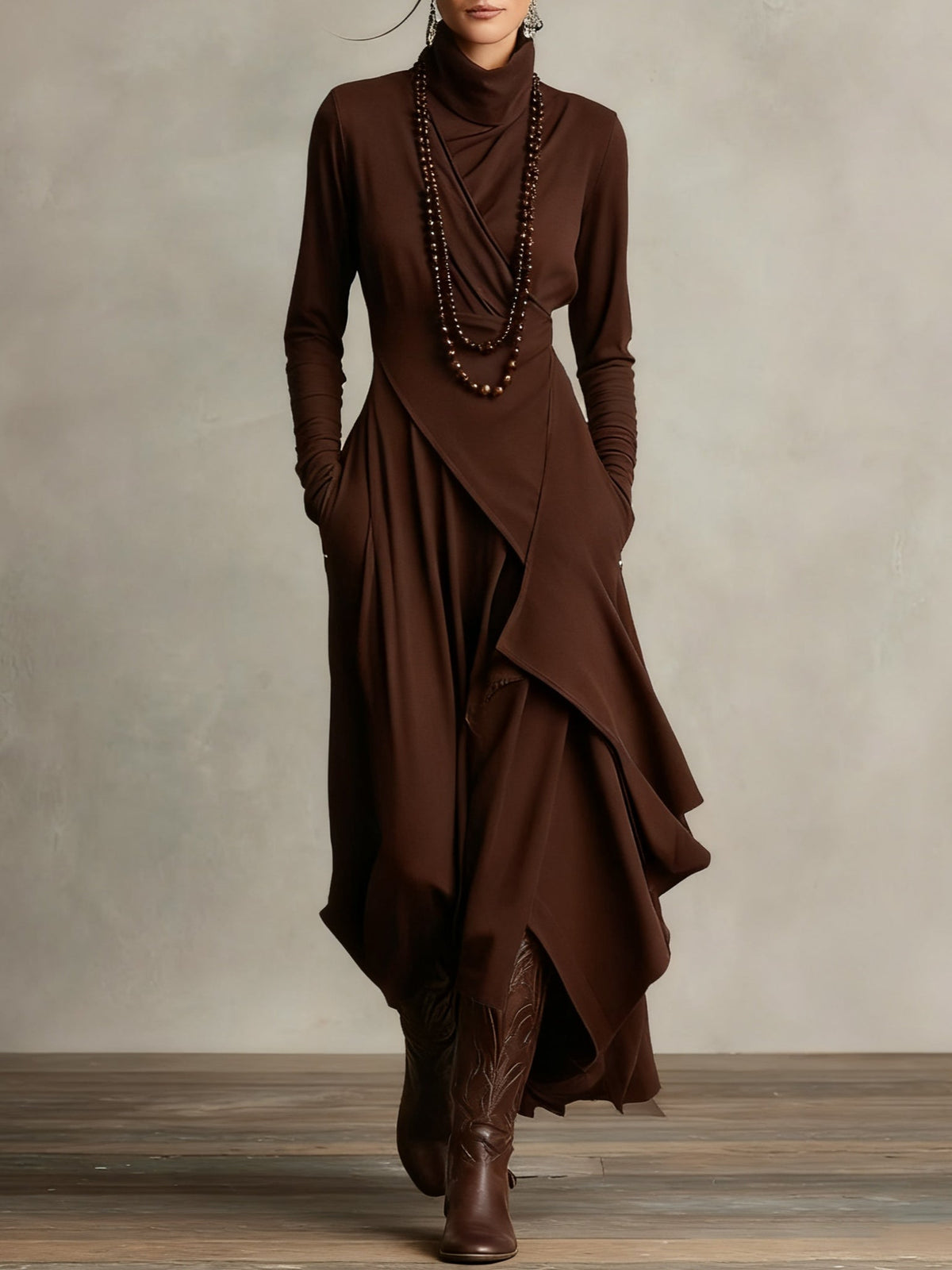 Felicity | Women's High-Neck Layered Maxi Dress product view