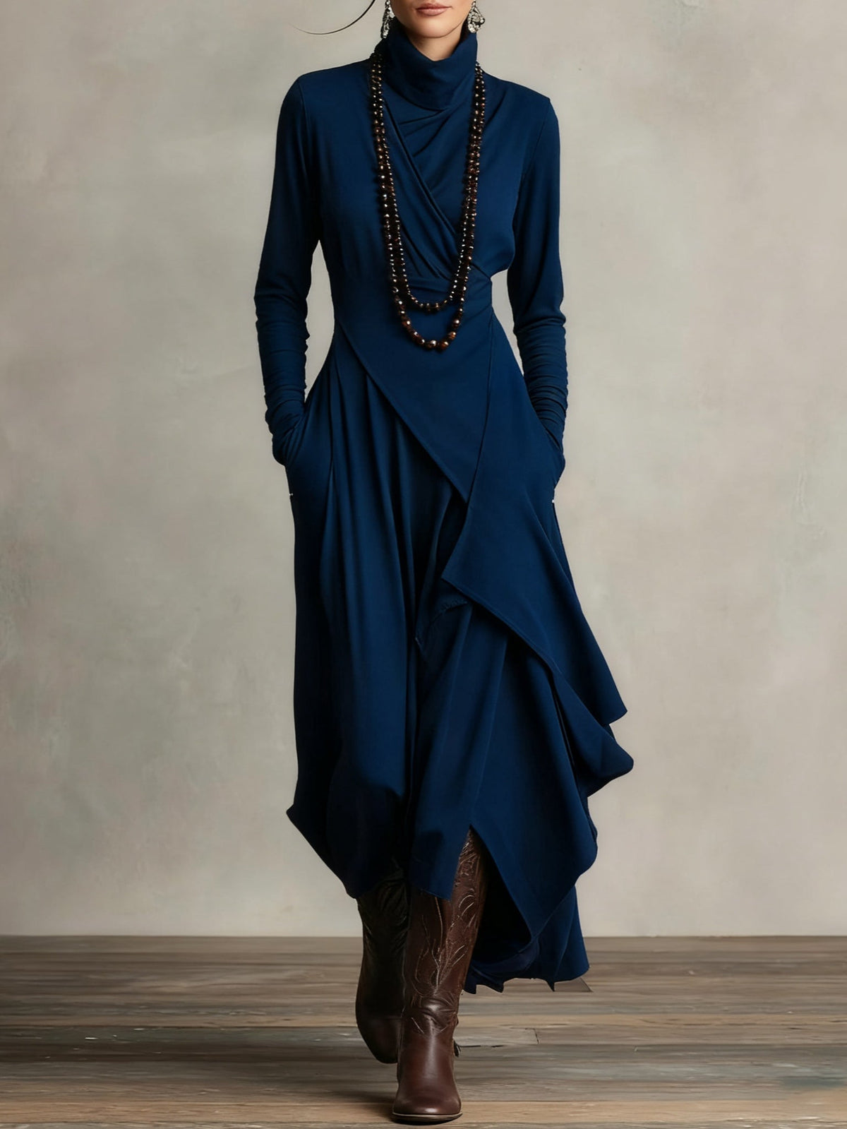 Felicity | Women's High-Neck Layered Maxi Dress product view