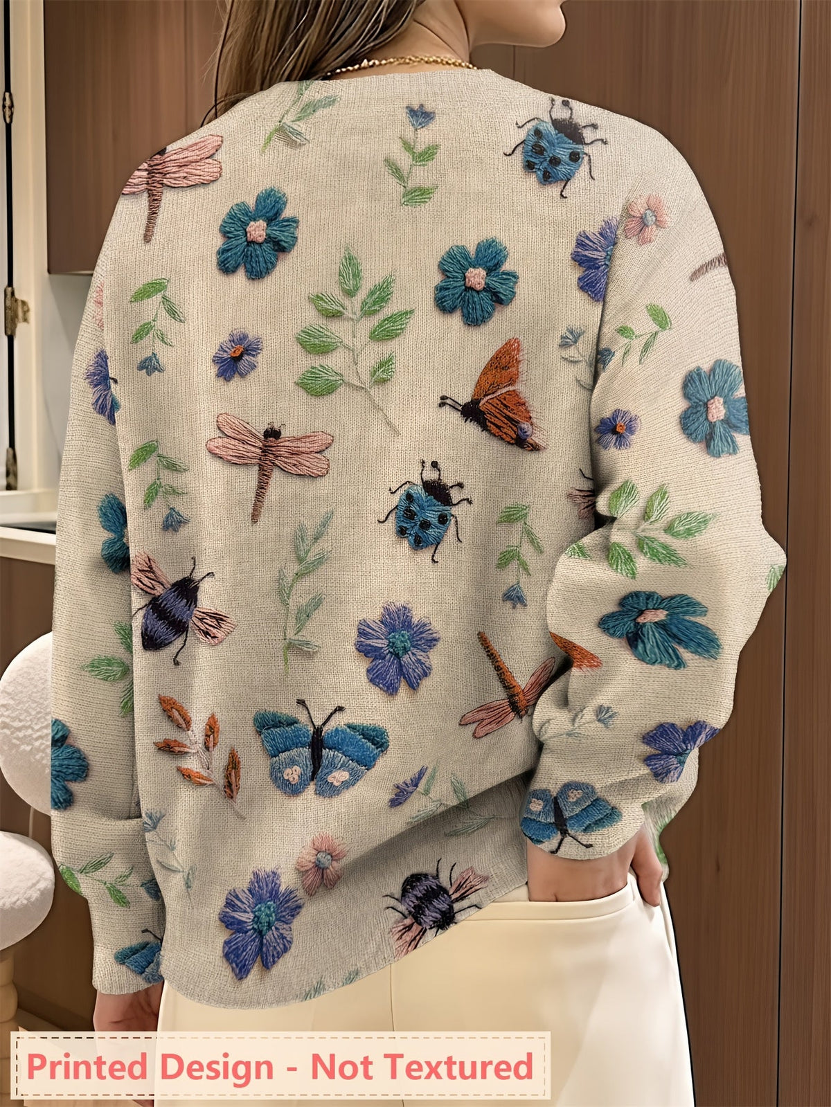 Iris | Women's Botanical-Print Crewneck Sweater