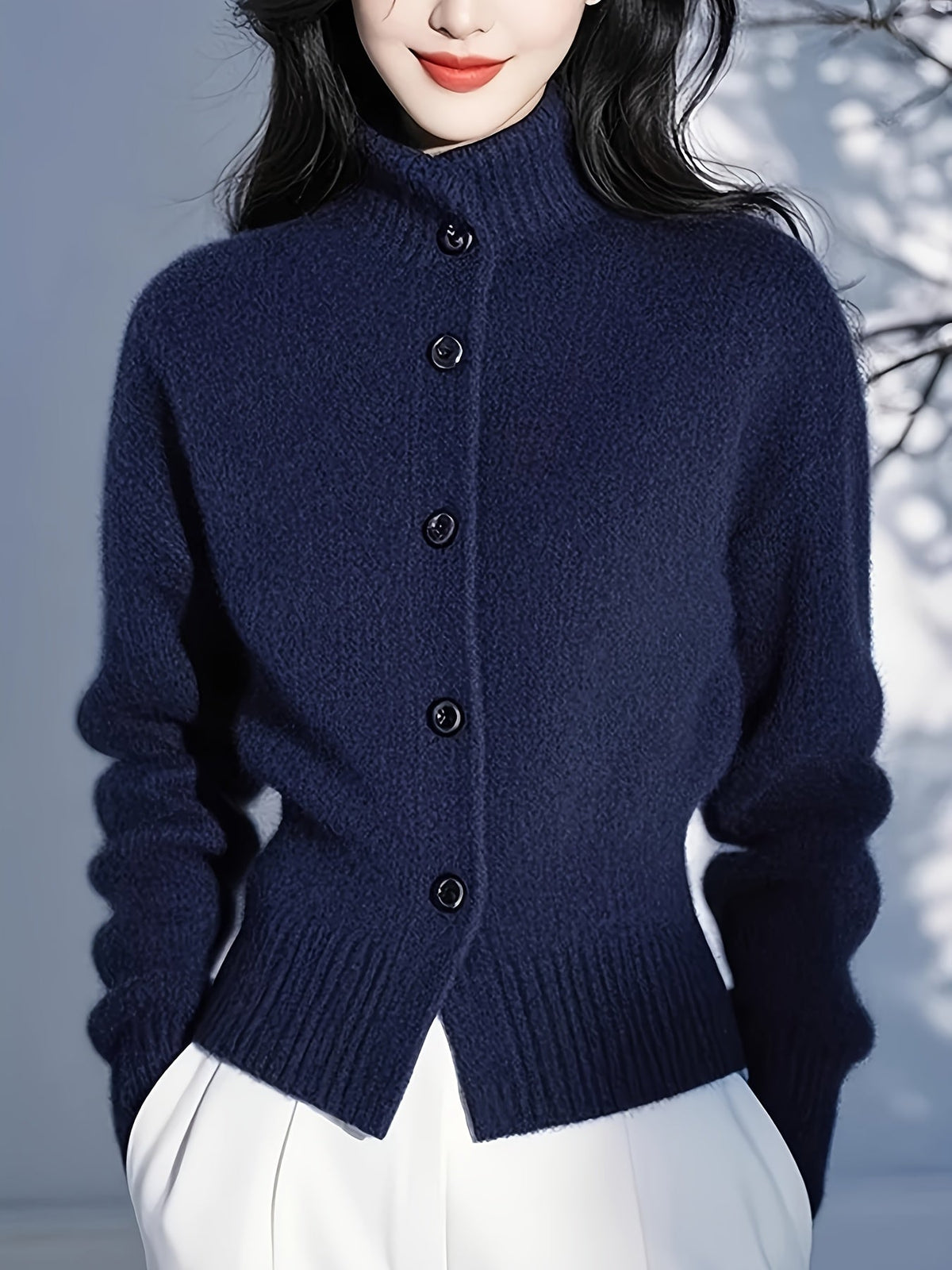 Theodora | Women's High-Neck Button-Front Cardigan