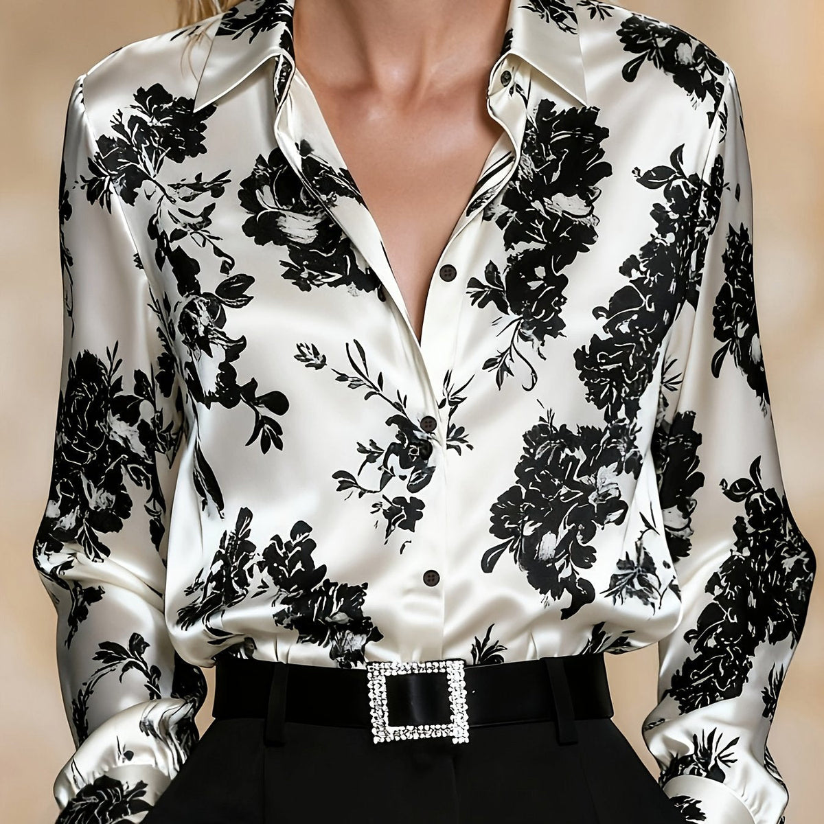 Claudia Women's Elegant Floral Button-Front Blouse original view