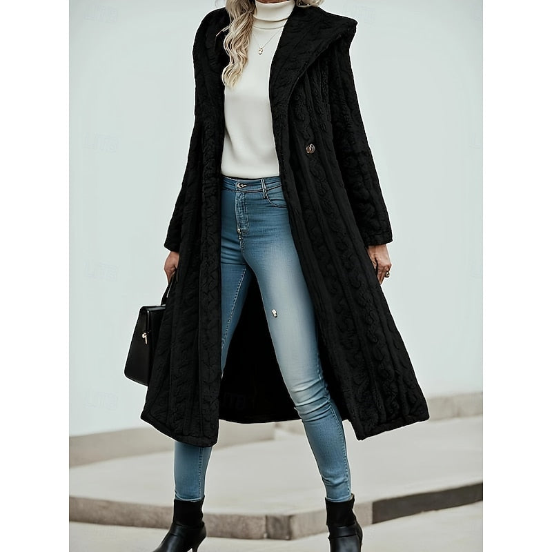 Adelina hooded longline coat - Black