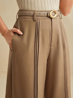 Antoinette pleated trousers - Brown waist detail