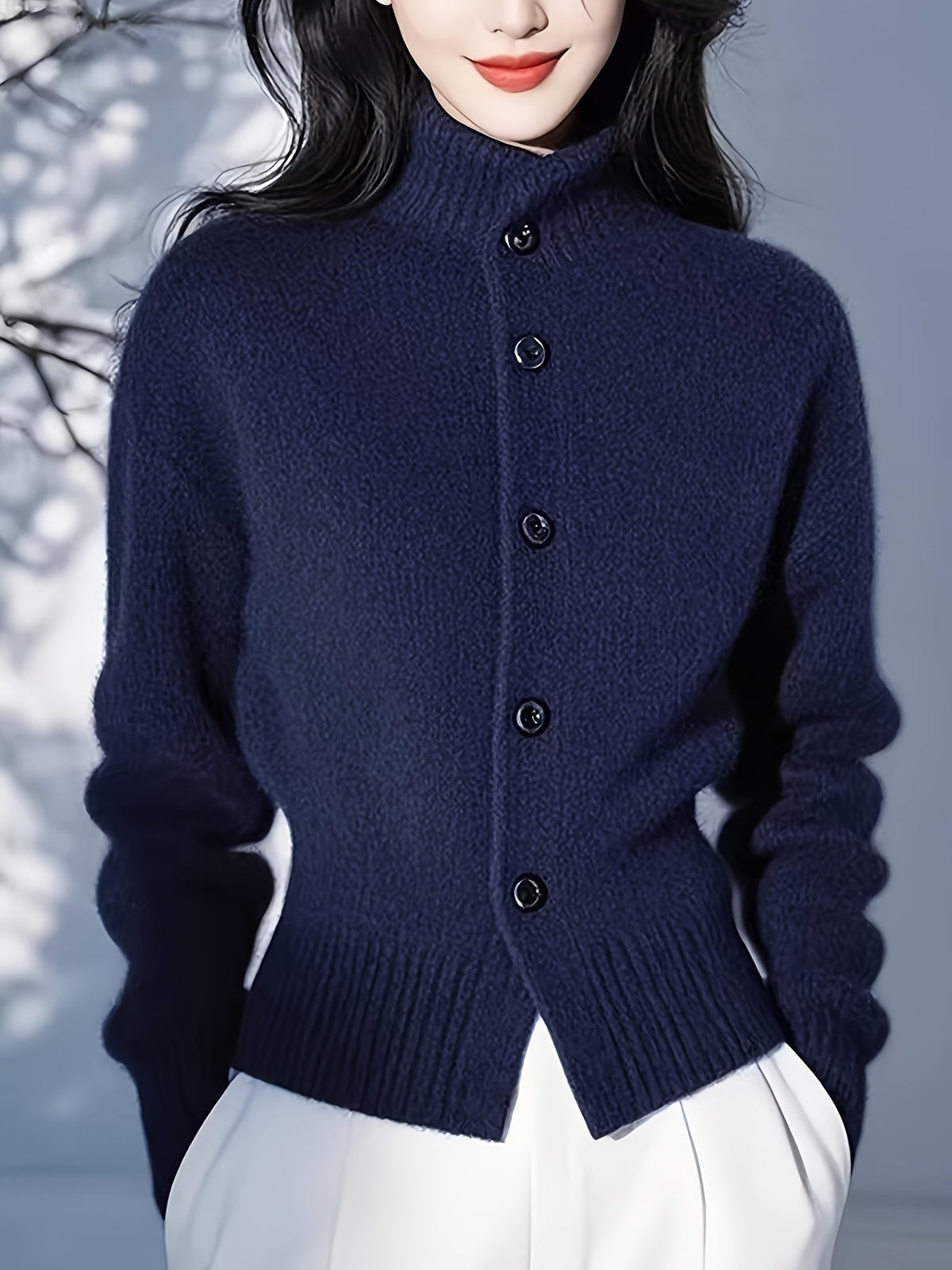 Theodora | Women's High-Neck Button-Front Cardigan