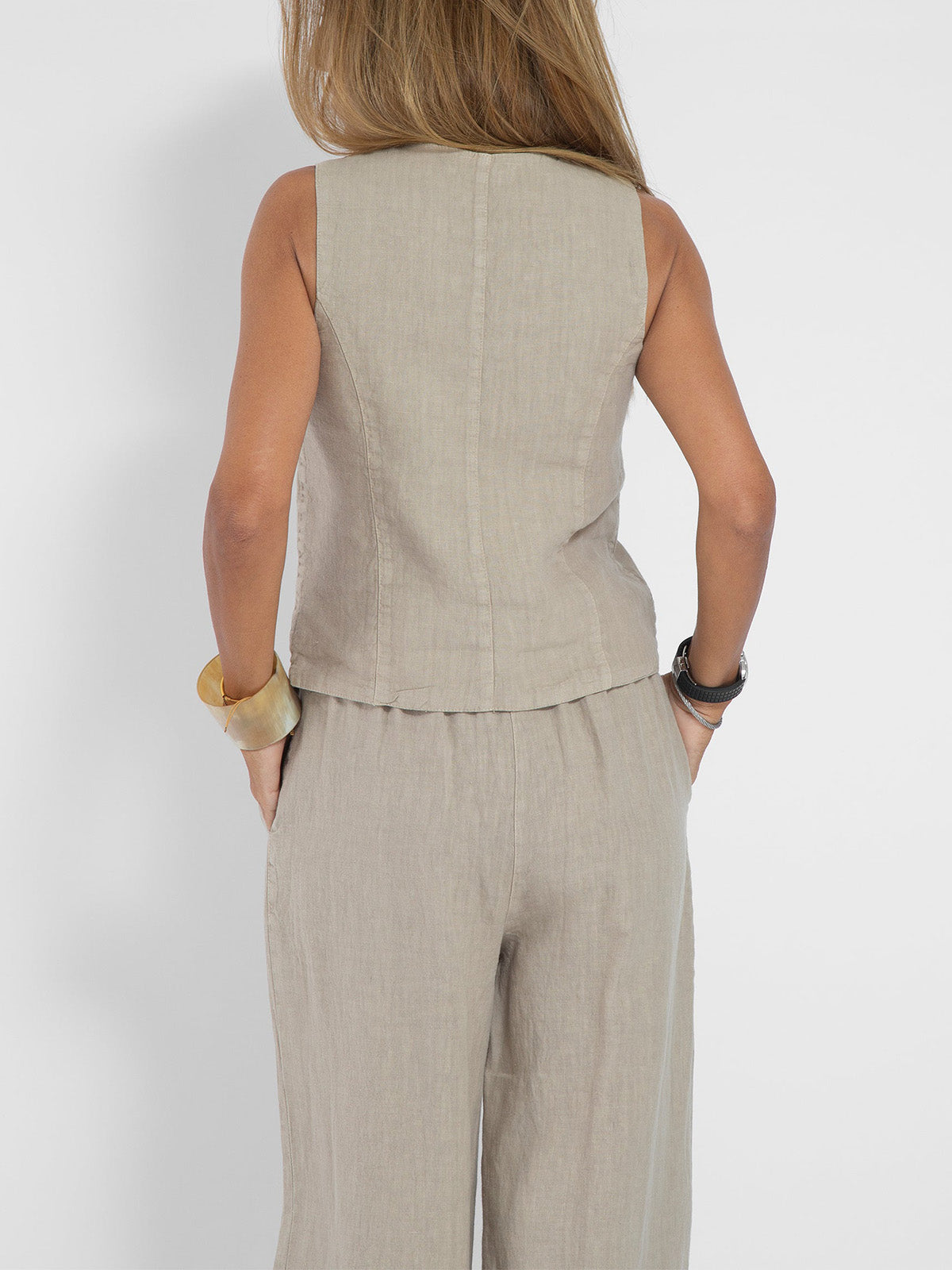 Tabitha Women's Sleeveless V-Neck Vest and Wide-Leg Pants Set product view