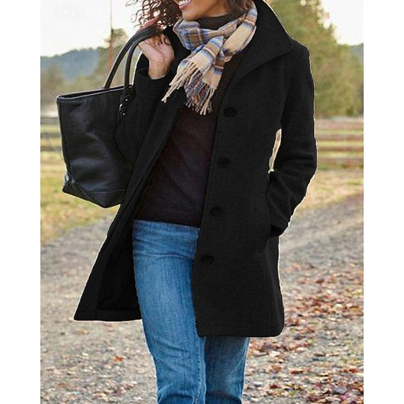 Odette | Women's Timeless Turndown-Collar Button Coat product view