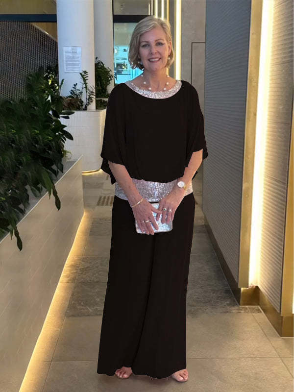 Women's Wide-Sleeve Top and Wide-Leg Pants Set