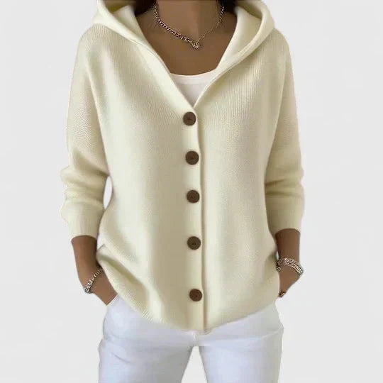 Kathleen | Women's Hooded Button-Front Cardigan with Long Sleeves and Relaxed Fit