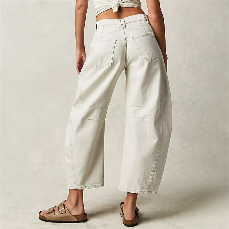 Women's High Waist Barrel Leg Jeans Relaxed Fit Denim