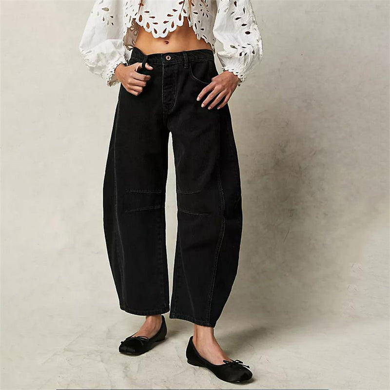 Women's High Waist Barrel Leg Jeans Relaxed Fit Denim