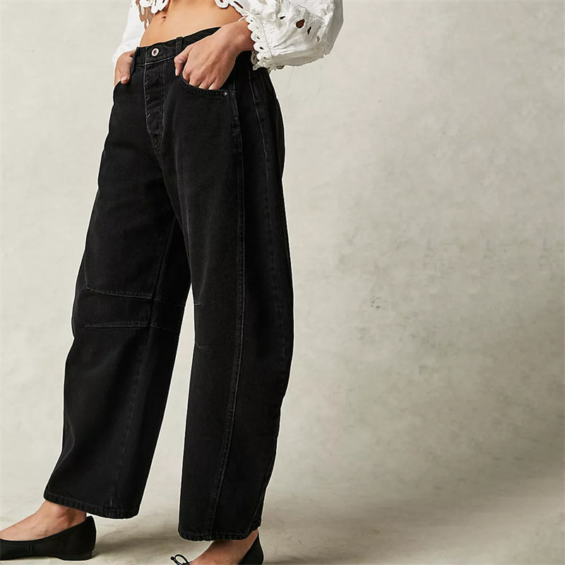 Women's High Waist Barrel Leg Jeans Relaxed Fit Denim