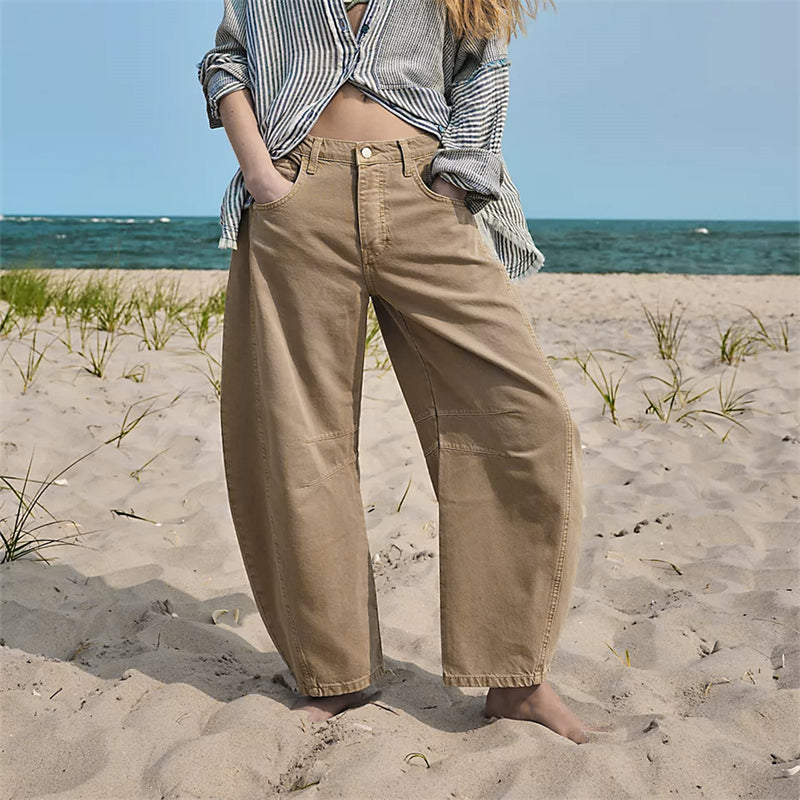 Women's High Waist Barrel Leg Jeans Relaxed Fit Denim