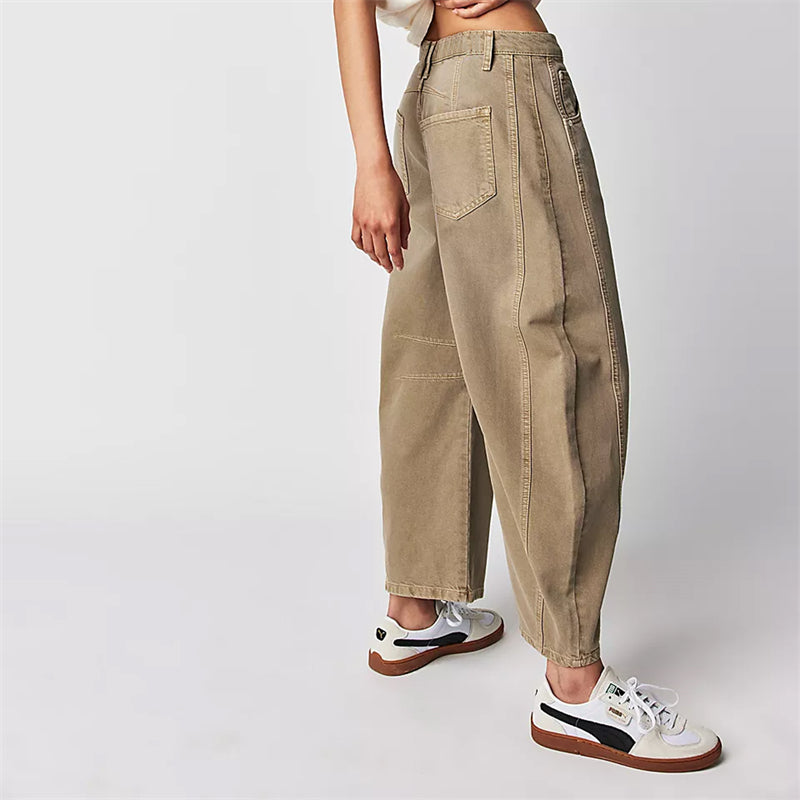 Women's High Waist Barrel Leg Jeans Relaxed Fit Denim