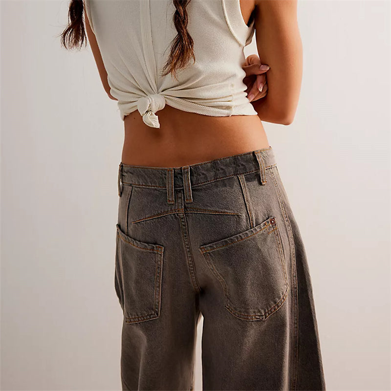 Women's High Waist Barrel Leg Jeans Relaxed Fit Denim