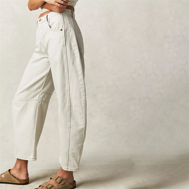 Women's High Waist Barrel Leg Jeans Relaxed Fit Denim