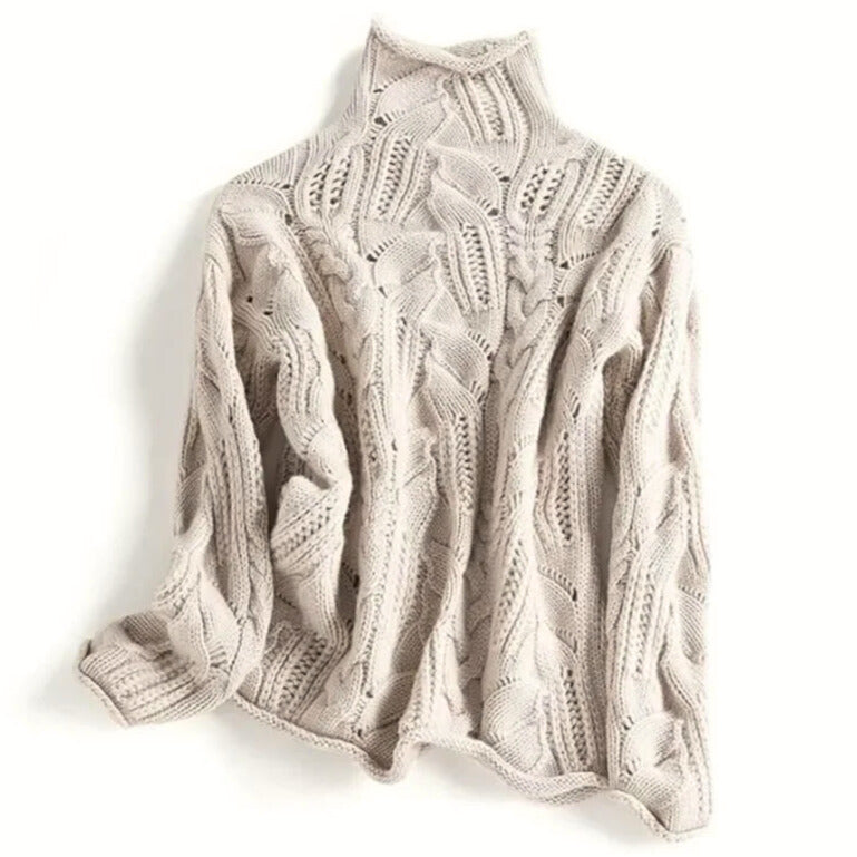 Annalise | Women's Wavy Cable-Knit Turtleneck Sweater