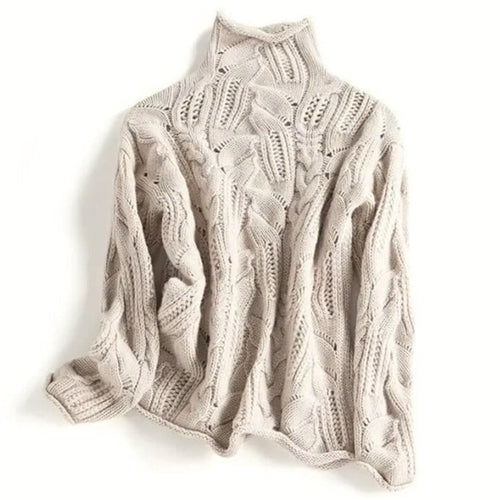 Annalise | Women's Wavy Cable-Knit Turtleneck Sweater