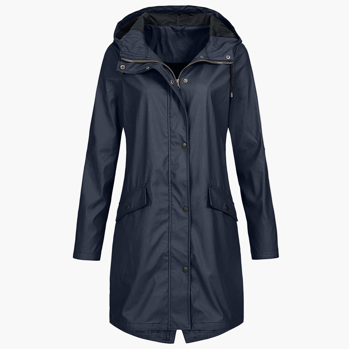 Women's Longline Hooded Zip-Front Raincoat