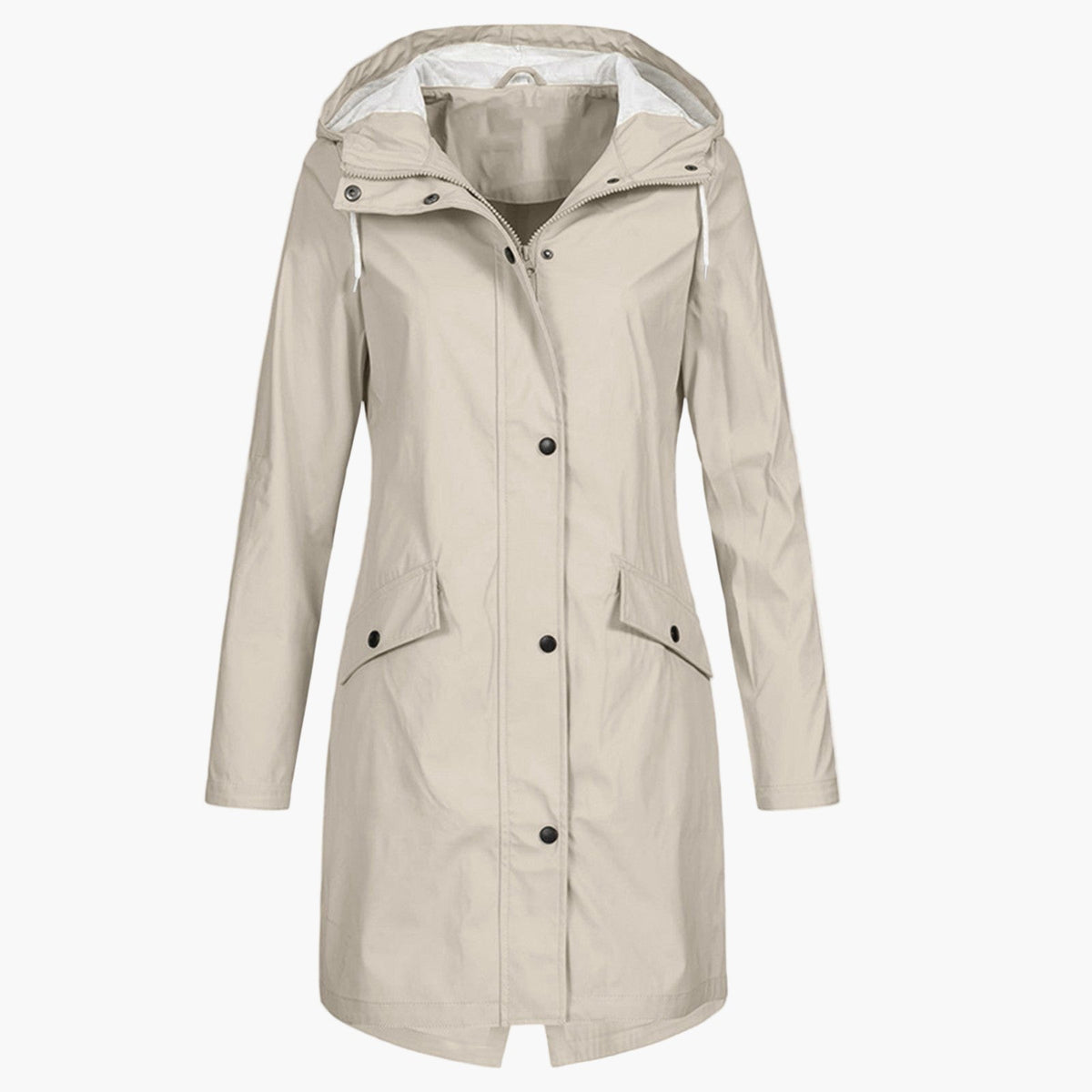 Women's Longline Hooded Zip-Front Raincoat