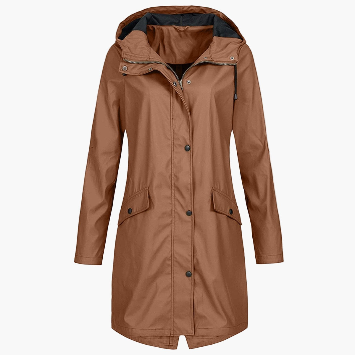 Women's Longline Hooded Zip-Front Raincoat