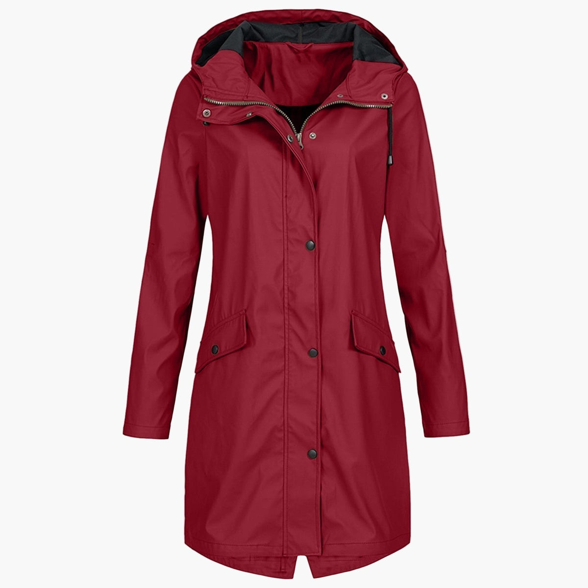 Women's Longline Hooded Zip-Front Raincoat