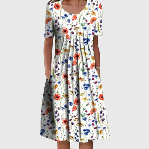 Amelia | Women's Round-Neck Printed Layered Dress original product image 1