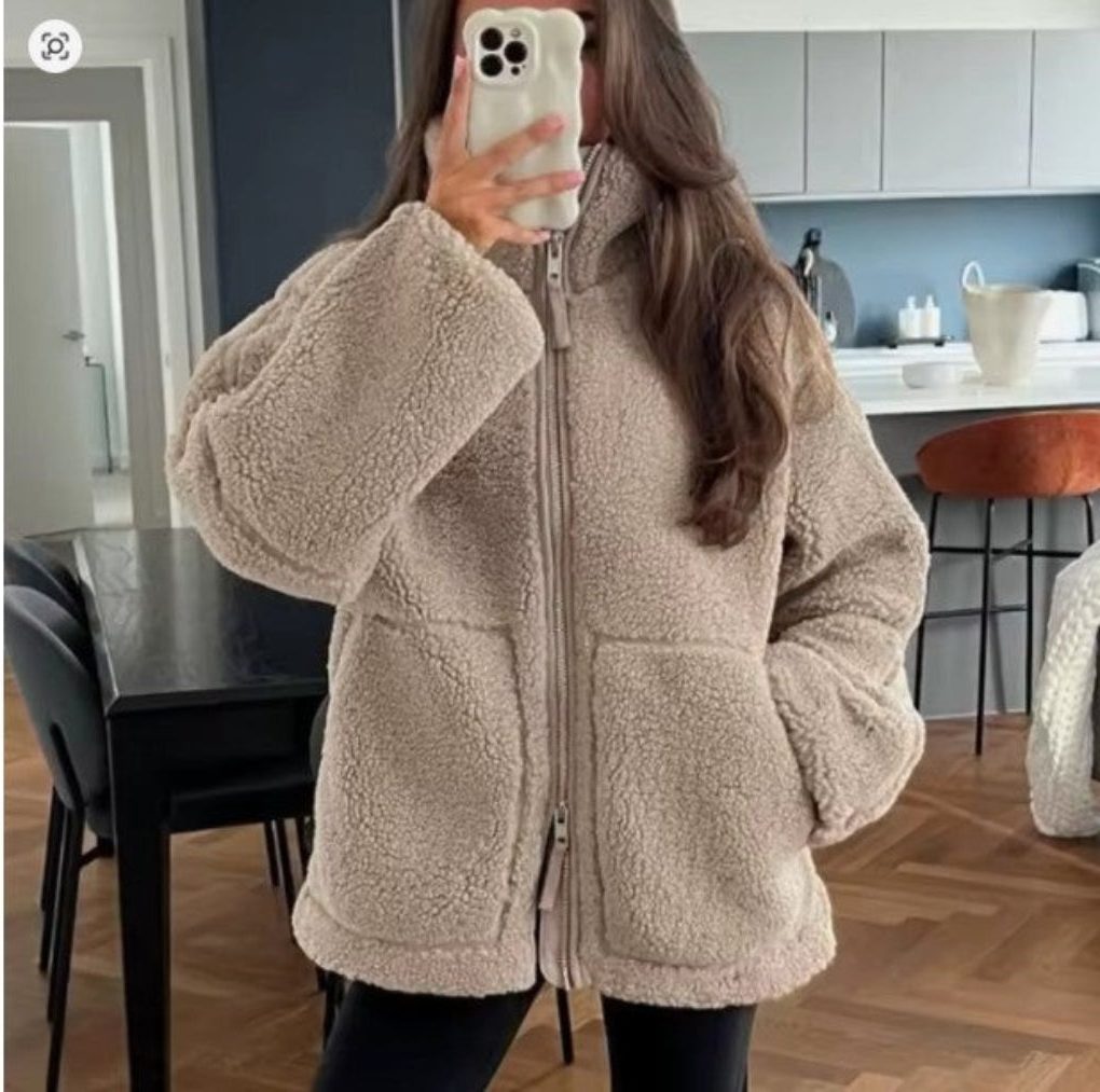 Suzanne | Women's Oversized Teddy Fleece Jacket with Stand Collar