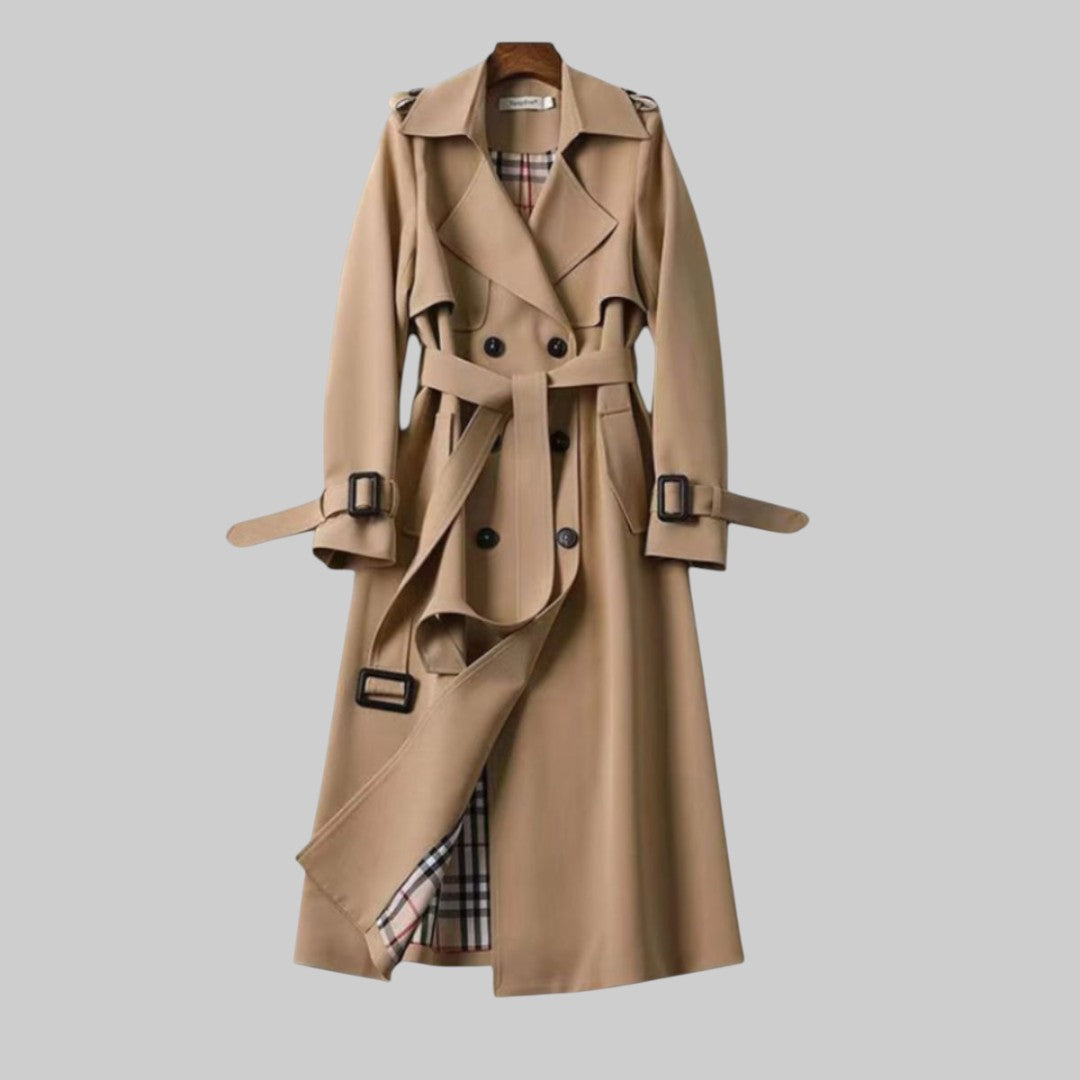 Karen | Women's Double-Breasted Belted Trench Coat with Notched Lapels and Cuff Straps