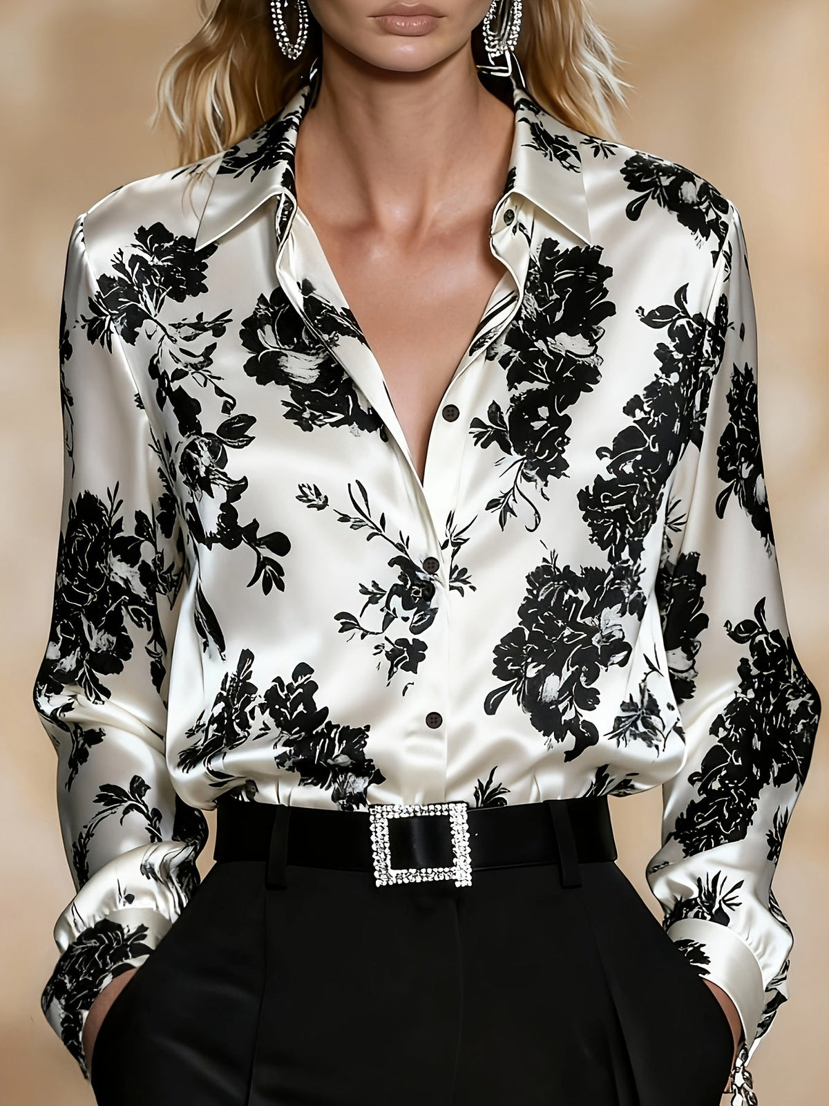 Claudia Women's Elegant Floral Button-Front Blouse original view