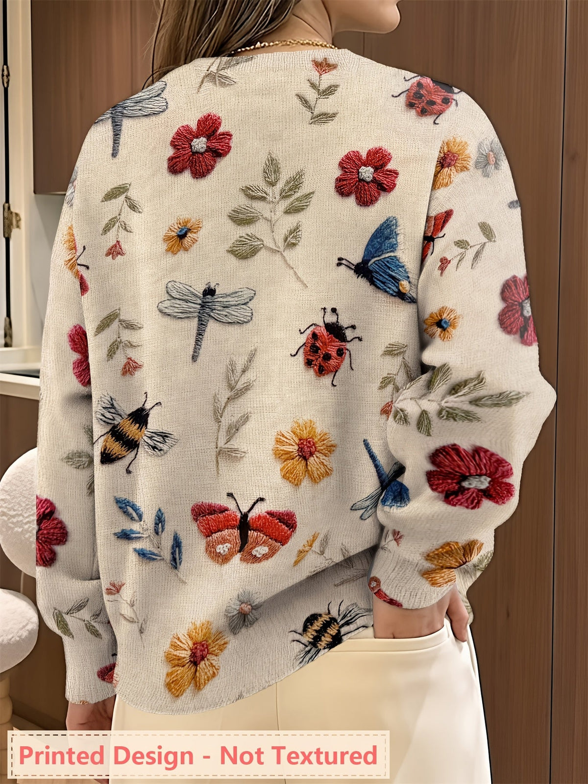 Iris | Women's Botanical-Print Crewneck Sweater