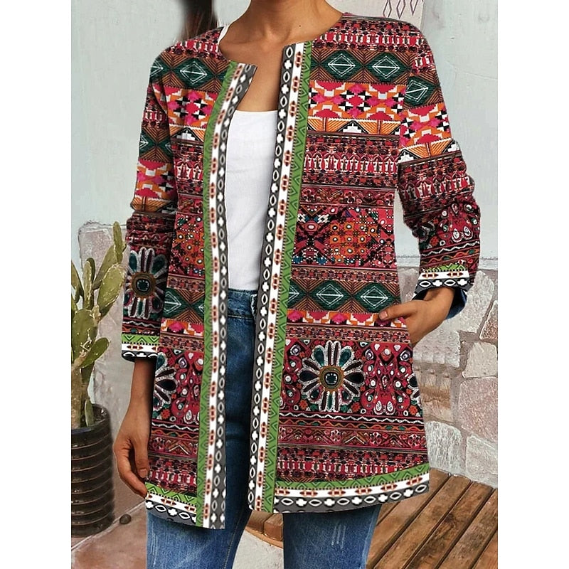 Tessa | Women's Artisan Patterned Open-Front Jacket product view