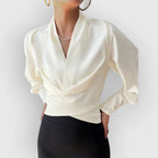 Anouk | Women's Deep V-Neck Lustrous Draped Blouse