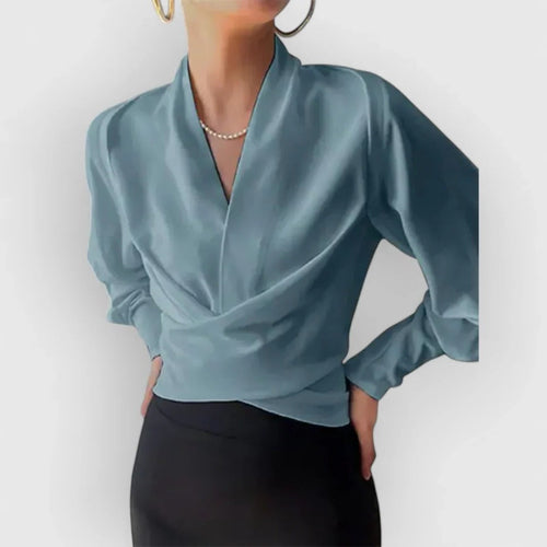 Anouk | Women's Deep V-Neck Lustrous Draped Blouse